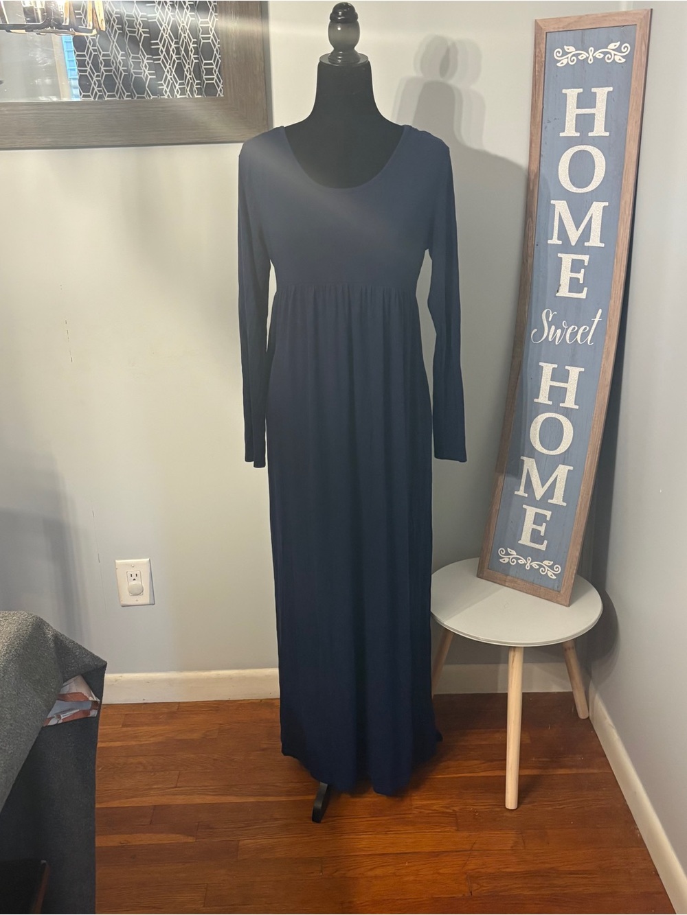 Xpenyo long-sleeve blue maternity maxi dress Size Large